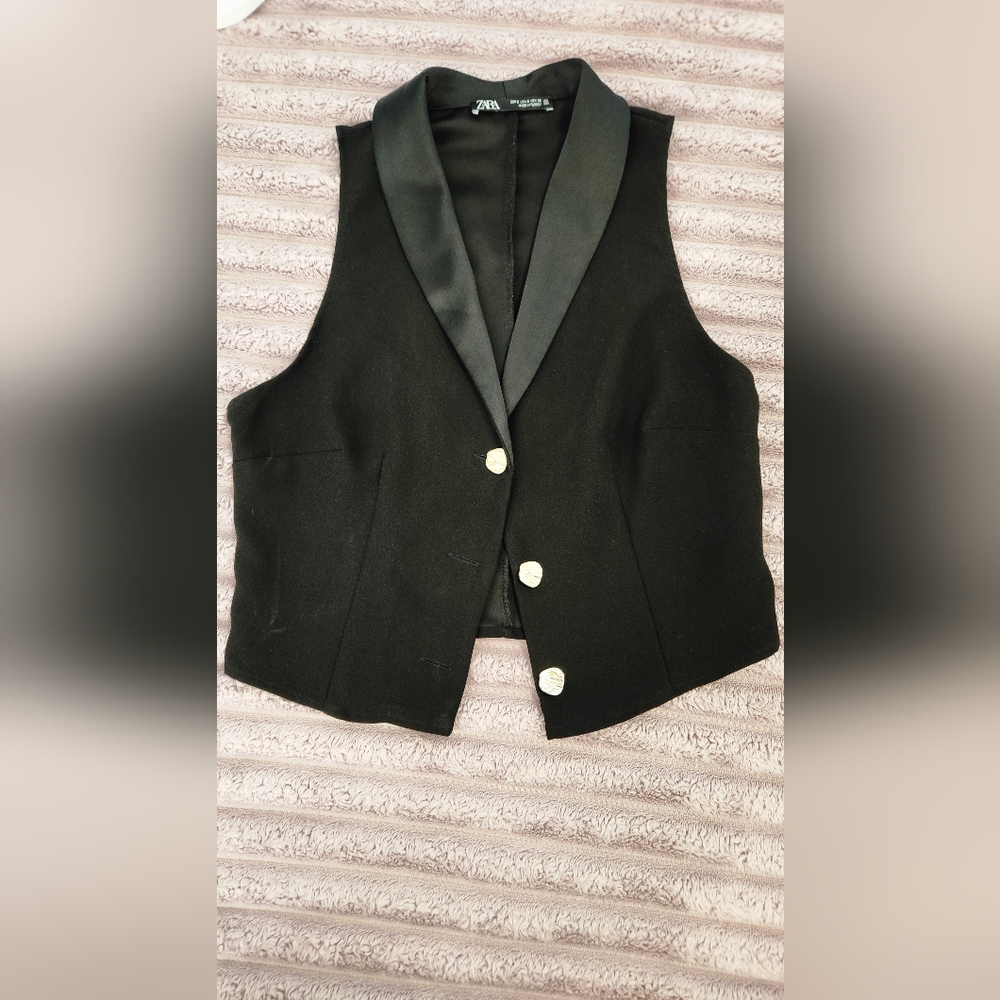 Zara Black Vest with Silver Buttons